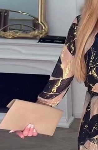 Women’s Elegant Seven-Sleeve Printed Waist Dress