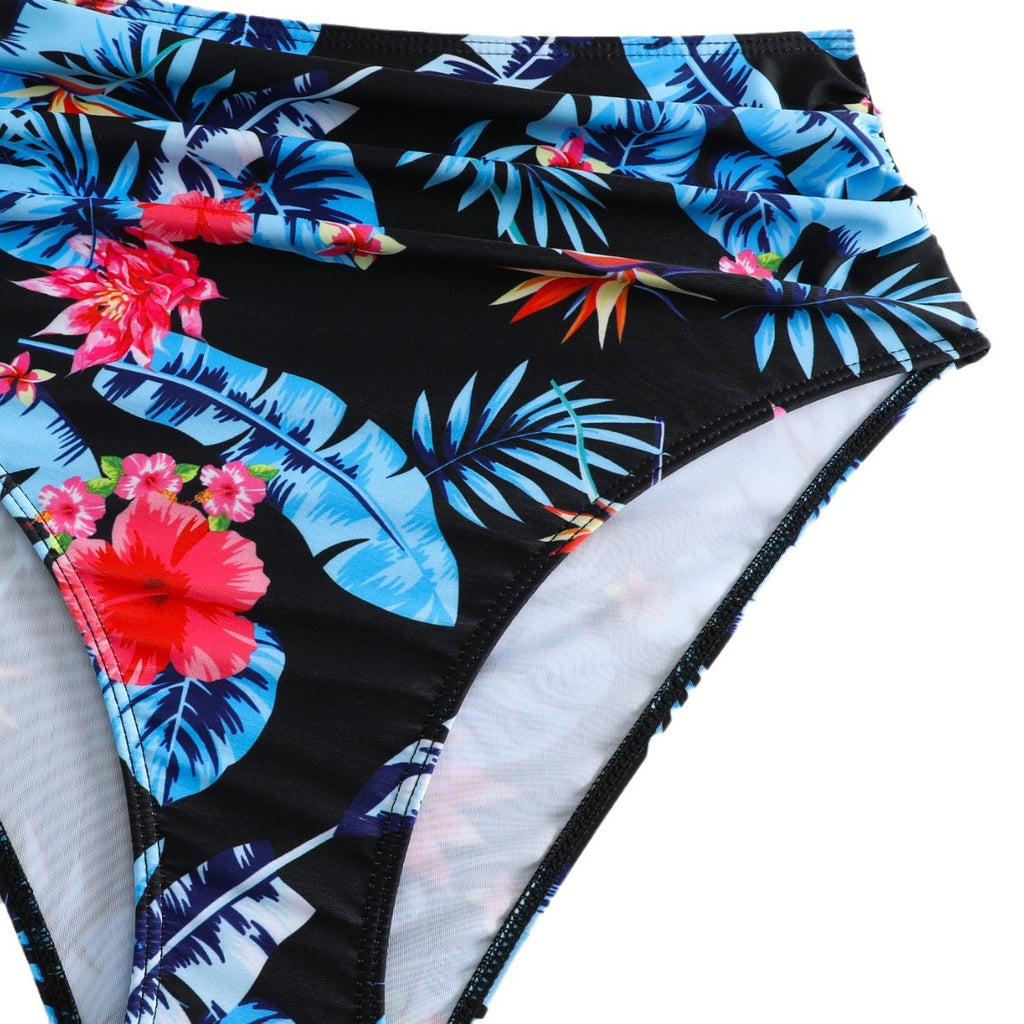 High Waist Split Bikini for Women - Multi-Color Floral Swimwear