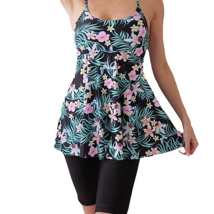 New Digital Print Slim Skirt High Waist Split Swim Tights