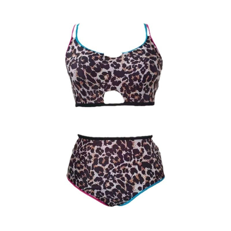 New Leopard Print Plus Size Bikini Swimsuit for Women