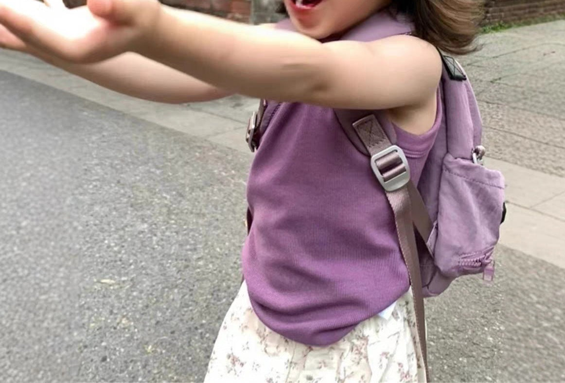 Girls Summer Solid Color Camisole Vest – Short Street Dance Style Top for Children - RAC26JP5474BATT