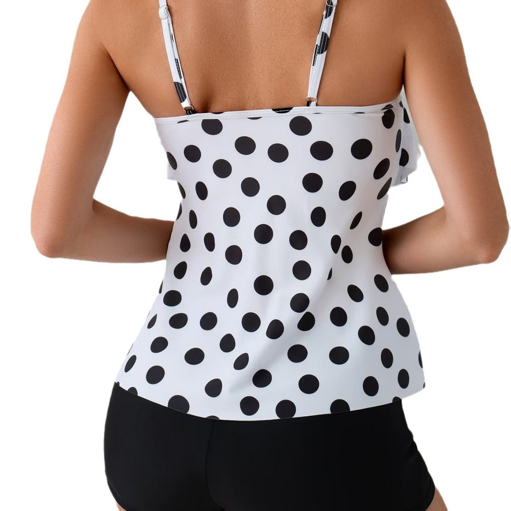 New Shoulder Strap Bikini Set High Waist Boxer Pants Split Swimsuit for Women