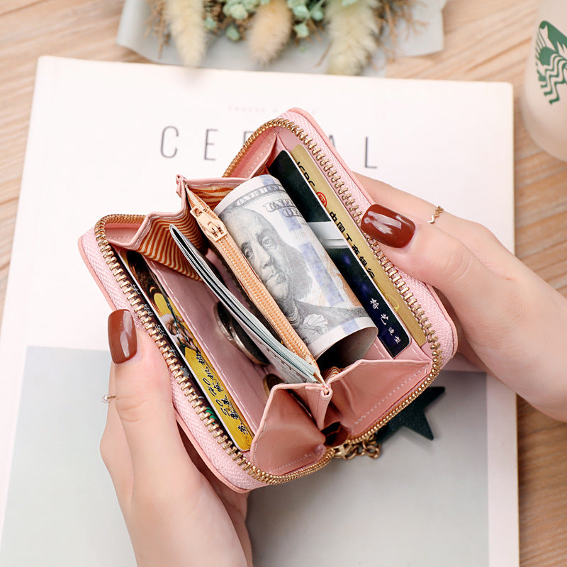 New Style Small Fresh Dot Color Matching Coin Clip – Trendy Women’s Mini Wallet Card Holder
