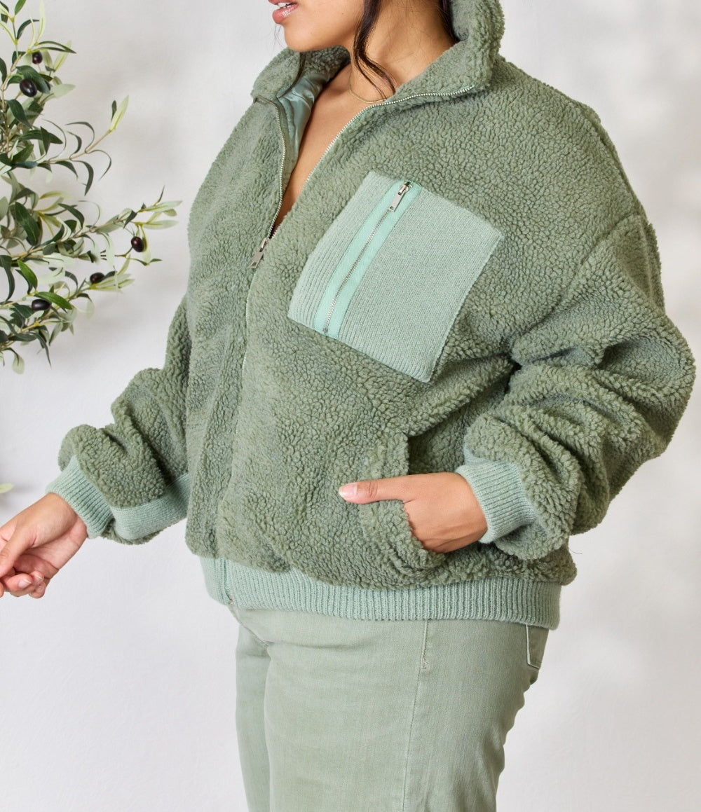 Women's Heimish Full Size Zip Up Collared Neck Jacket