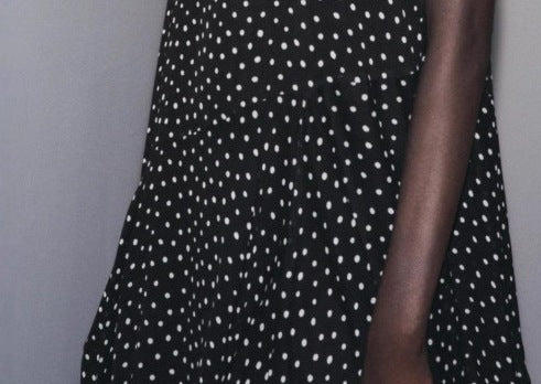 Women's Loose Polka Dot Halter Neck Sleeveless Irregular Hem Dress