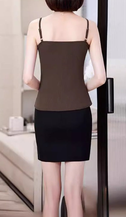 Women's Chiffon Splicing Sleeveless Inner Vest Top - Summer Short Lightweight Fashion Shirt