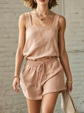 Women's Summer Elegant Sleeveless Top and Shorts Two-Piece Set