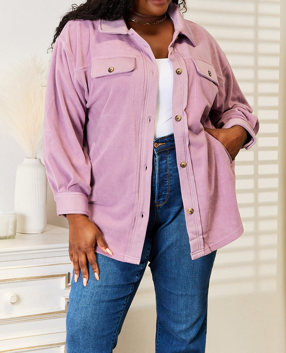 Women's Heimish Cozy Girl Full Size Button Down Shacket