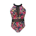 New Digital Printed Mesh Splicing Plus Size Bikini Bodysuit