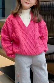 Girls Half Turtleneck Warm Knit Top