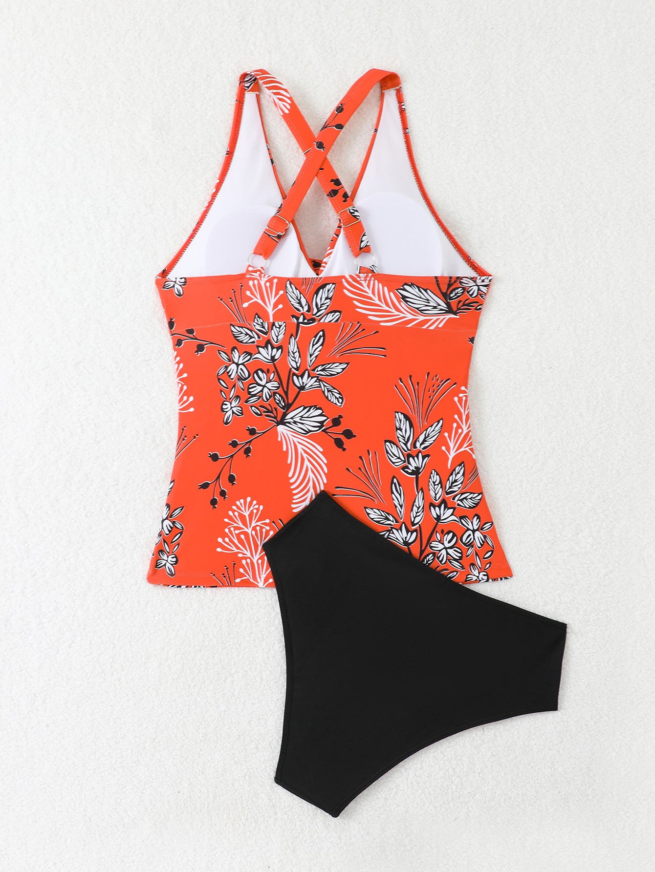 Split Women's Conservative Belly Bikini Printed Swimsuit