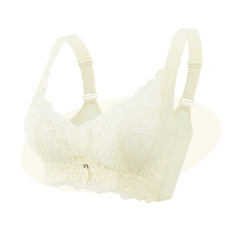 Breathable Lace Wireless Bra for Small Bust – Anti-Sagging, Gathered, Adjustable, Spring/Summer Comfort