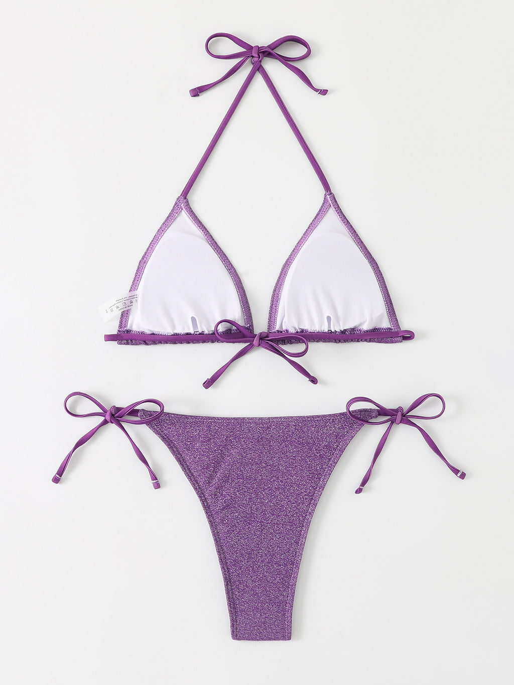 New Solid Color Lace-Up Neck Bikini Briefs - Split Swimsuit for Women