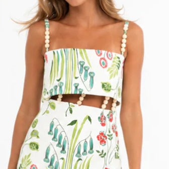 New Spring and Summer Elegant Floral Print Strapless Backless Maxi Dress for Women