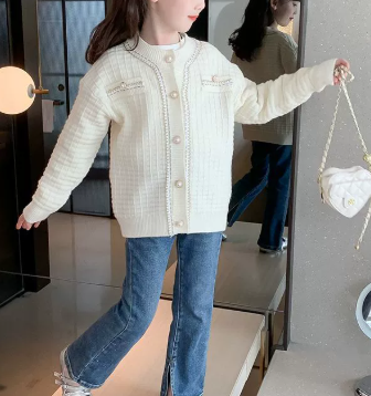 Girls Knit Button Cardigan Sweater