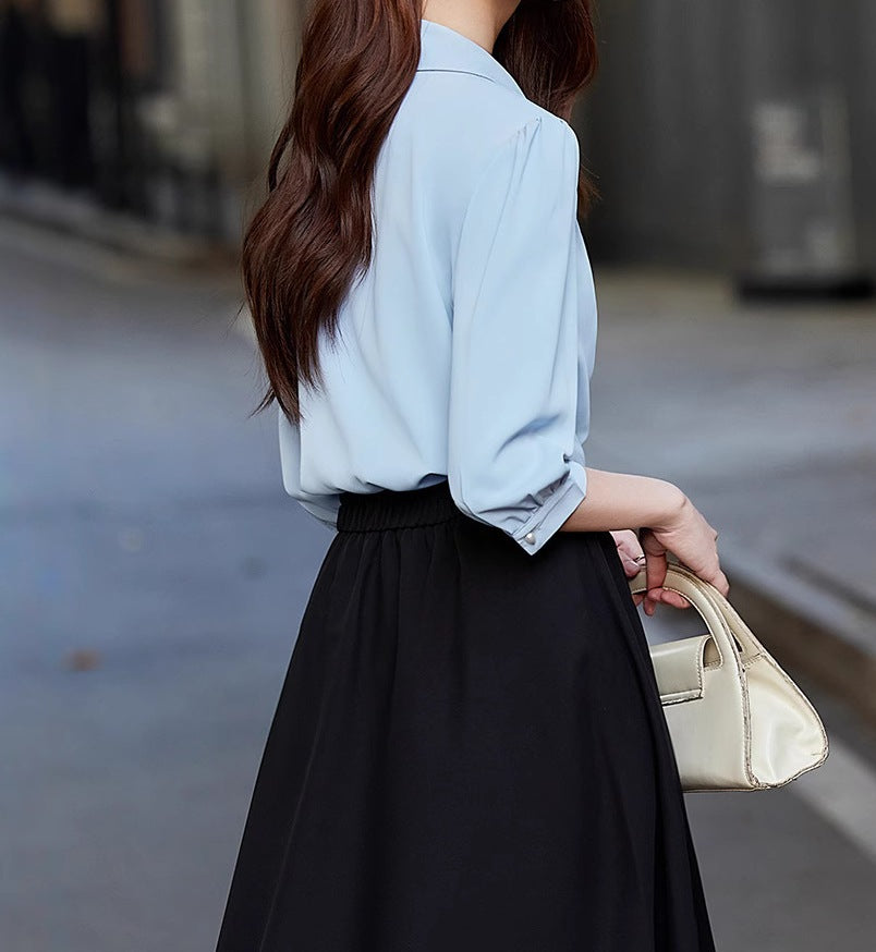 Elegant Women's Chiffon Blouse - Lightweight Summer Top with Soft Flowing Design