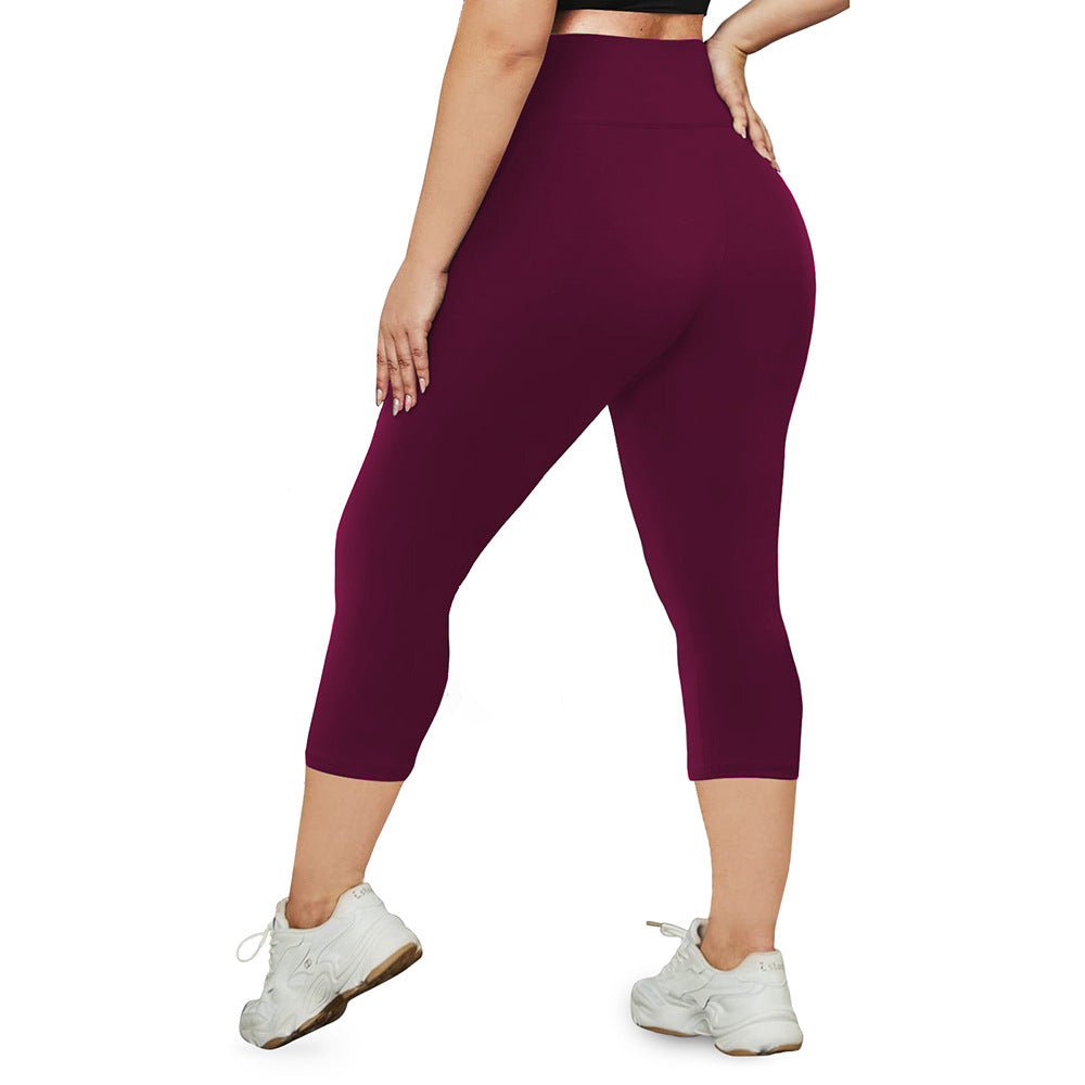 Plus-Size High-Waisted Hip-Lifting 7/8 Length Summer Yoga Pants