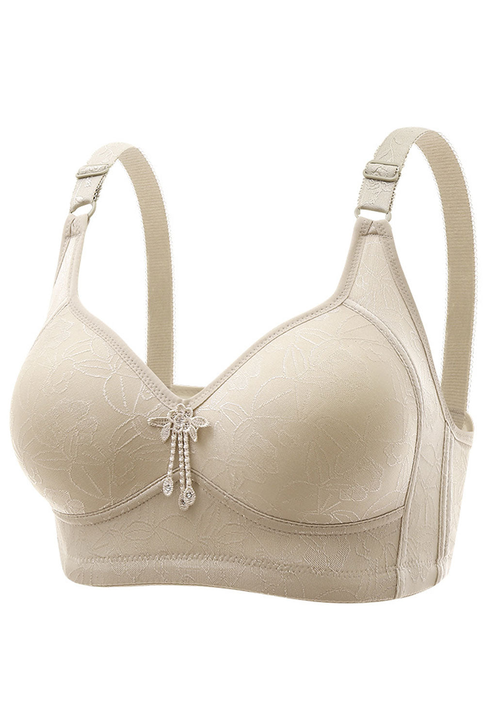 Women Plus Push Up Bralette Floral Soft Everyday Bra Wireless Full Coverage Bra