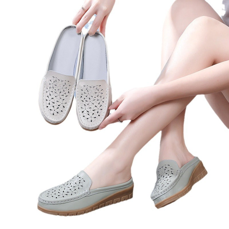 Women's Summer Wedge Heel Hollow Toe Slip-On Sandals - Soft Sole Casual Comfort Slippers