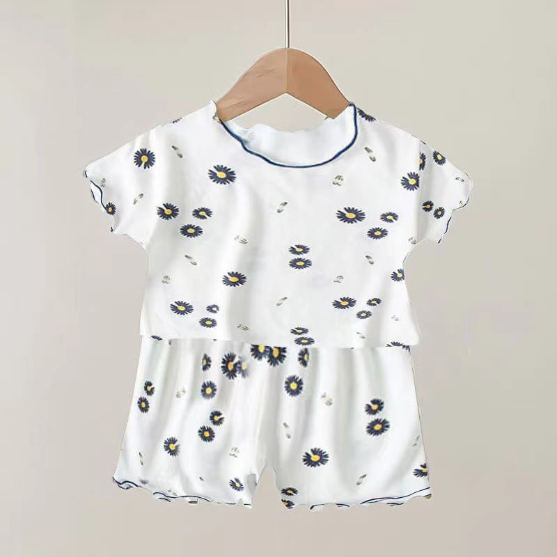 Baby Strawberry Floral Pajama Set – Trendy Short-Sleeved Top & Shorts Outfit - RAC26JP5385BATS