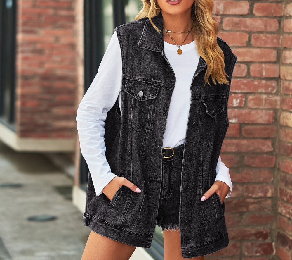 New Retro Denim Vest Jacket - Loose Casual Women's Trendy Streetwear