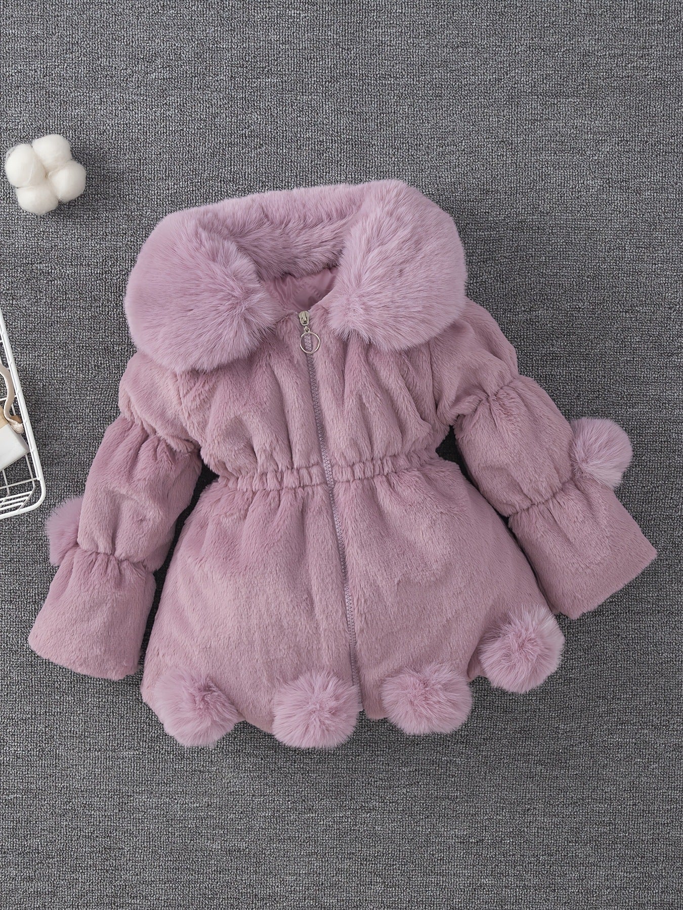 Girls’ Autumn & Winter Wool Coat | Thickened Quilted Jacket with Faux Fur Ears - RAC25JP3262GOW