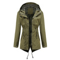 New Style Mid-Length Hooded Trench Coat – Long Sleeve Slim Fit Outdoor Raincoat