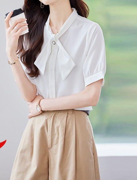 Women's Summer Casual Round Neck Work Shirt