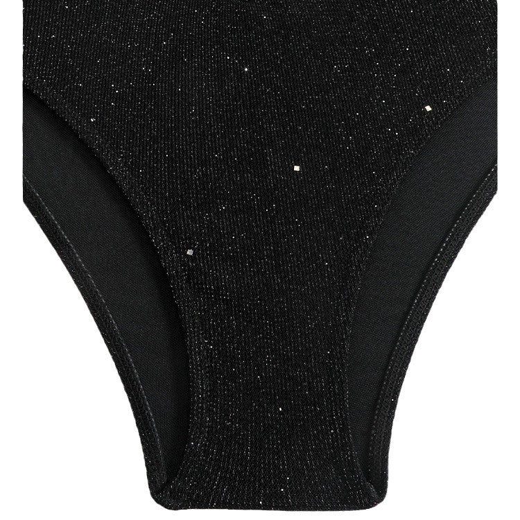 New Solid Color Drawstring Halter Neck Bikini High-Waisted Two-Piece Swimsuit