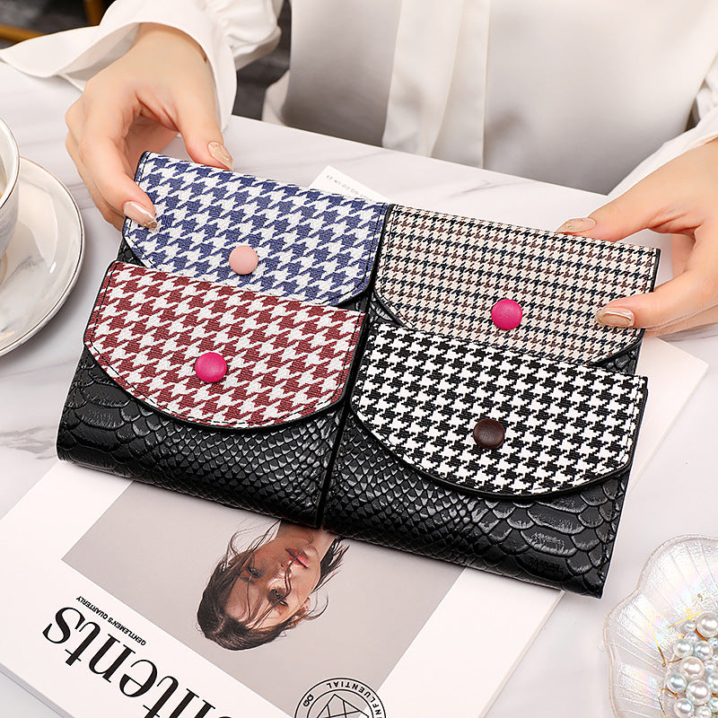 New Houndstooth Women's Small Wallet – Korean Style Coin Purse & Card Holder, Short Design