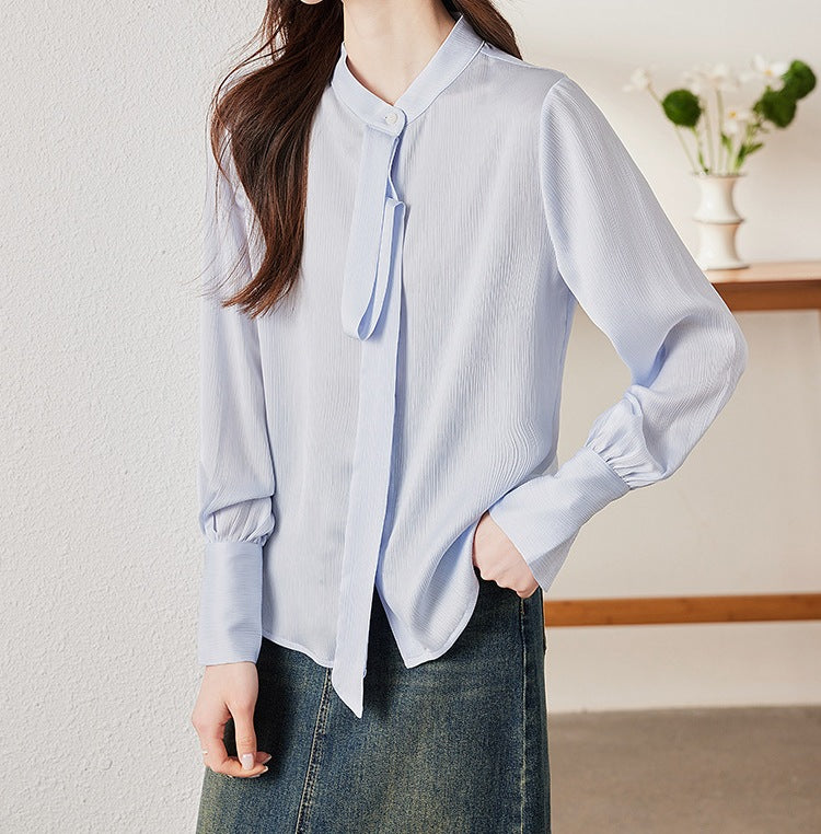 Women's Long Sleeve Strap Detail Shirt - Modern Spring & Autumn Fashion Top