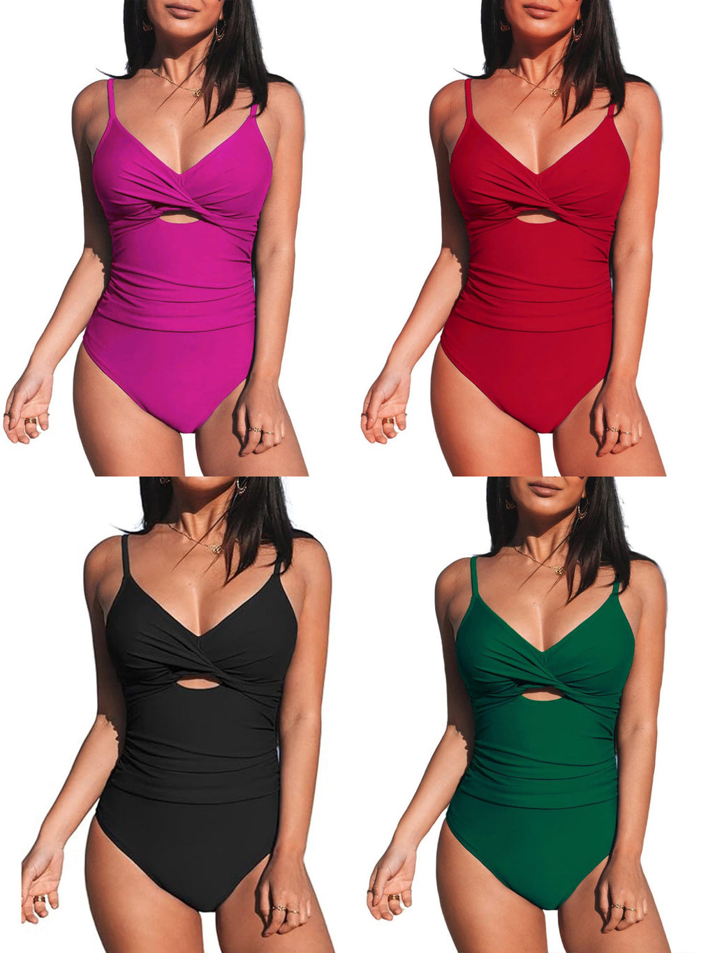 Women's Hollow Pleated Slim Bikini Swimwear