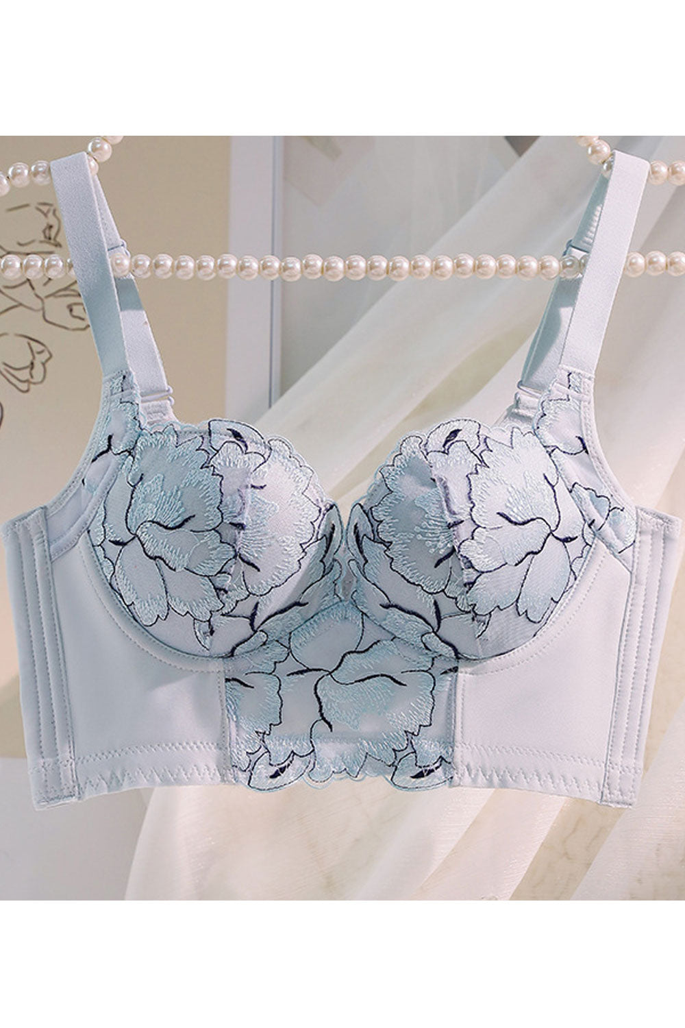 Women New style beautiful breathable embroiderd no steel ring anti-sagging adjustable push-up bra