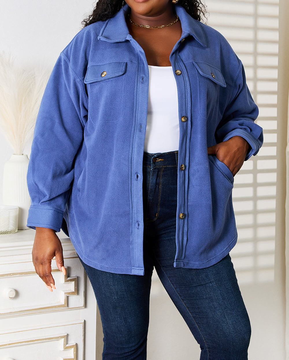 Women's Heimish Cozy Girl Full Size Button Down Shacket