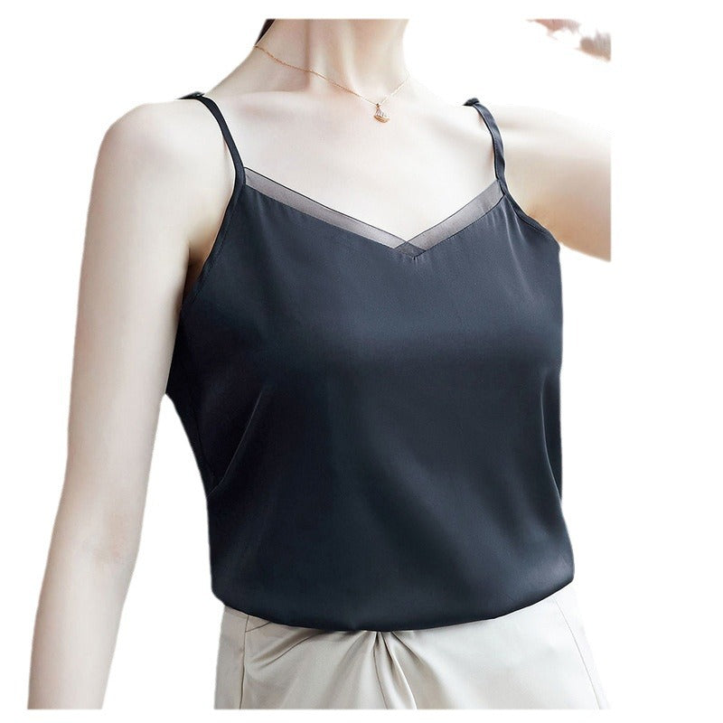 Elegant Chiffon Vest for Women with Adjustable Collar - Lightweight Sleeveless Autumn Inner Top