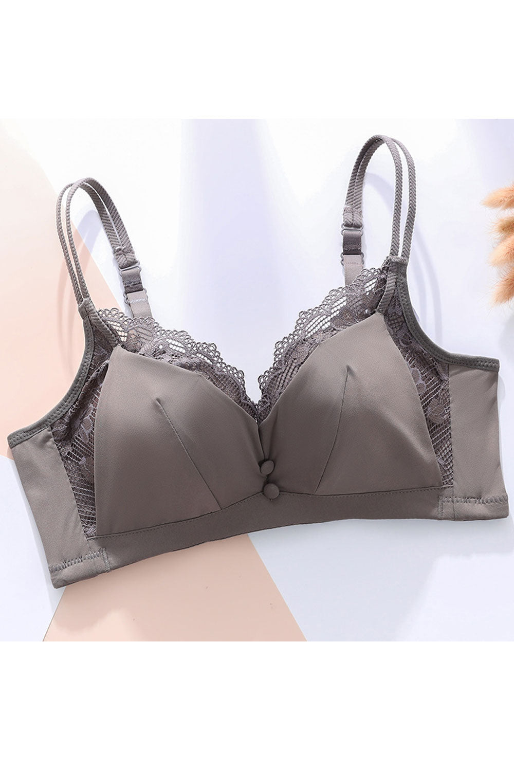 Women Three Hooks Non Wire C Cup Bra