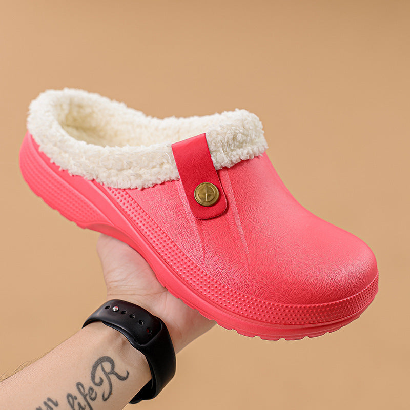 Autumn & Winter Couple Baotou Cotton Slippers - Warm Home Clogs for Men & Women