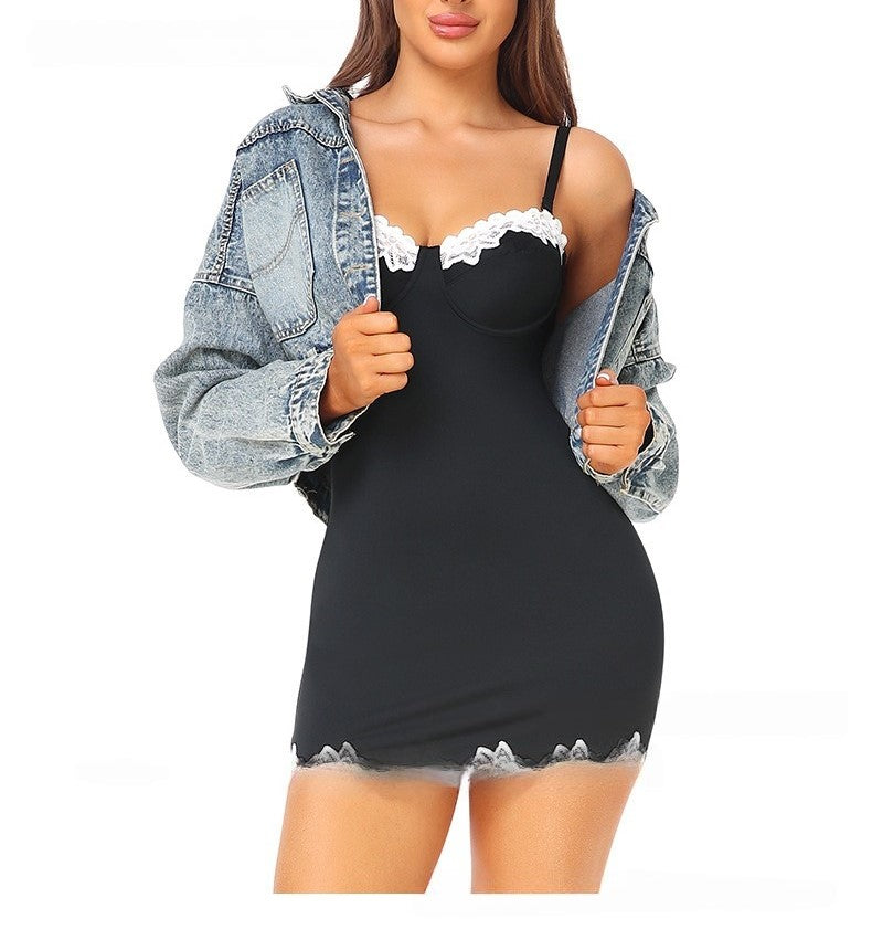 Summer New Women’s Lace Suspender Dress – Elegant Slim Fit A-Line Sundress