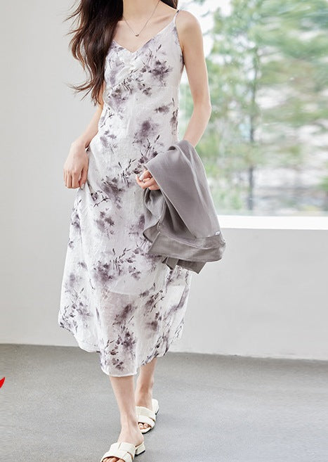 Women’s White Wave Dot Sling Dress – Lightweight Summer Casual Wear