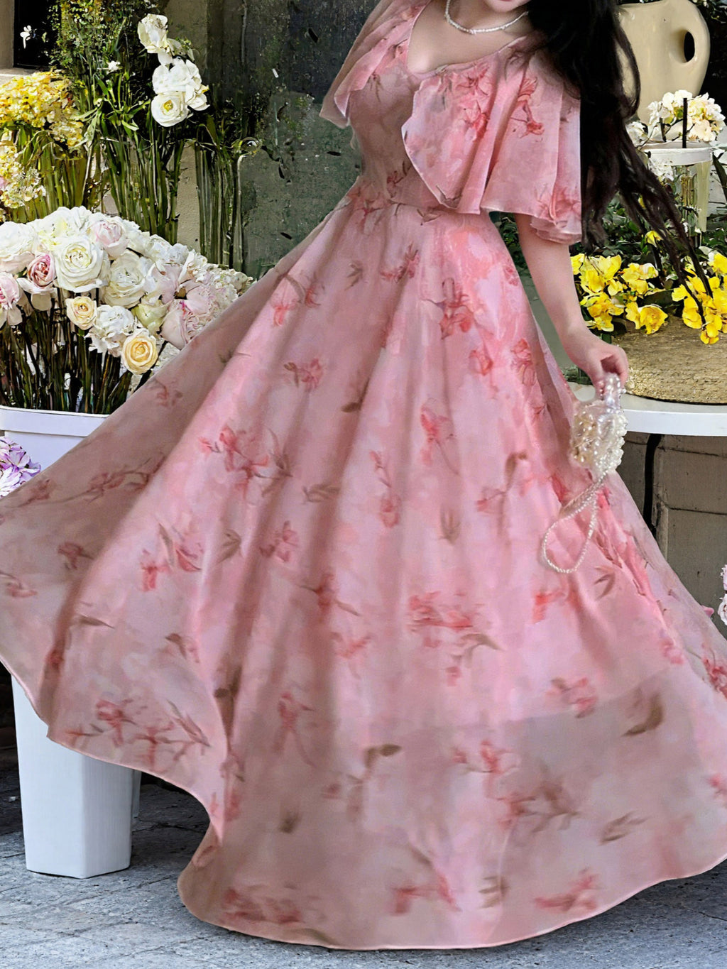 Women's Elegant Printed Maxi Dress – Long Flowing Dress with Soft Fabric, Comfortable Fit, Everyday and Special Occasion Wear