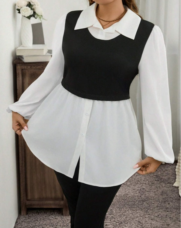 Women's Simple Solid Color Polo Collar Shirt – Casual All-Match Long Sleeve Top