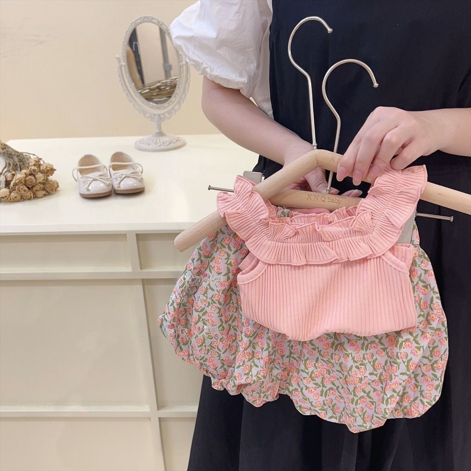 Girls’ Lace Vest Sling Top & Floral Bud Shorts - RAC26JP5390BATS