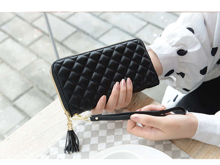 Women's Long Clutch Bag 2026 – Eco-Friendly Soft Leather, Diamond Pattern