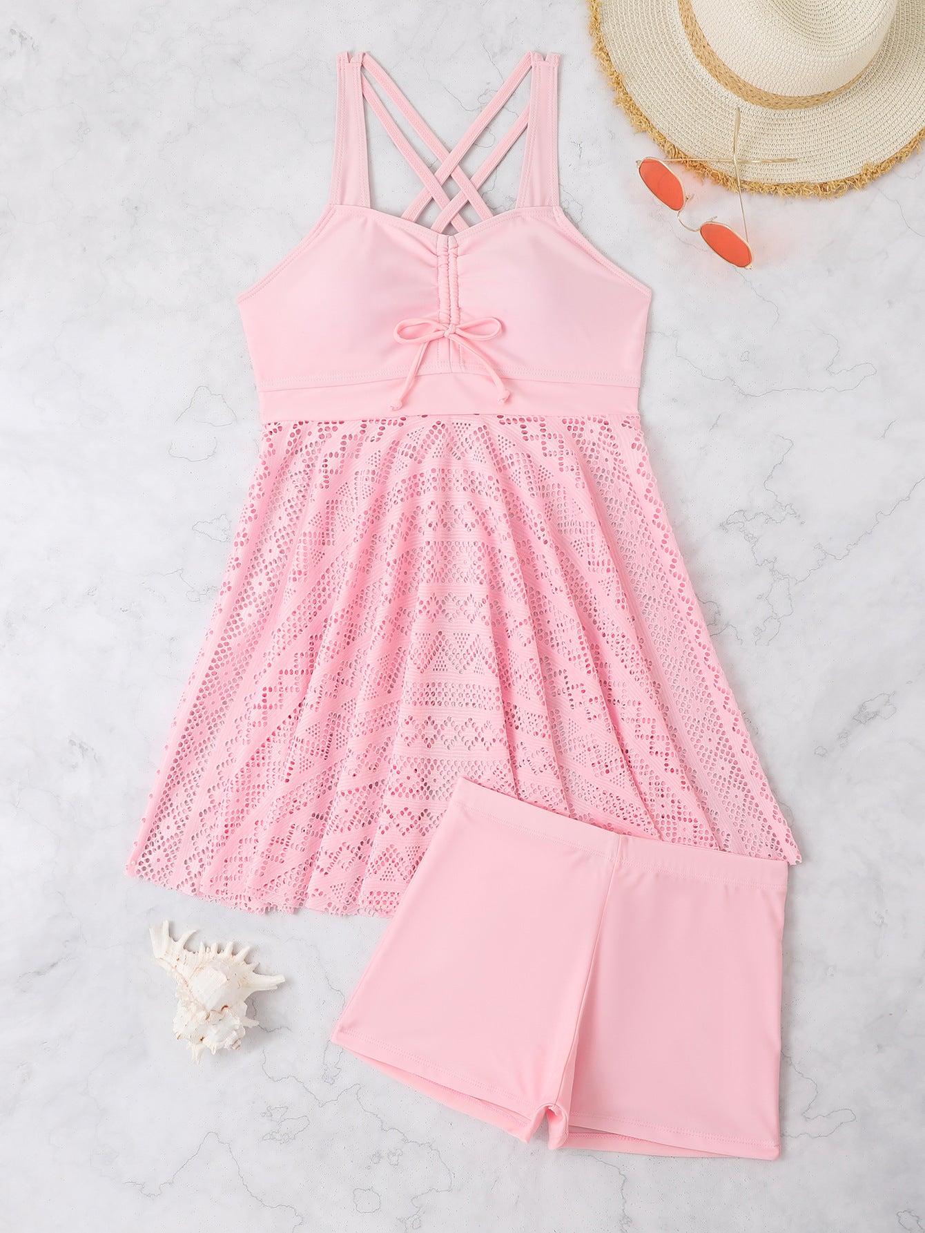 New Skirt Split Two-Piece Women's Swimsuit - Fashion Conservative Swimwear with Skirted Bottom