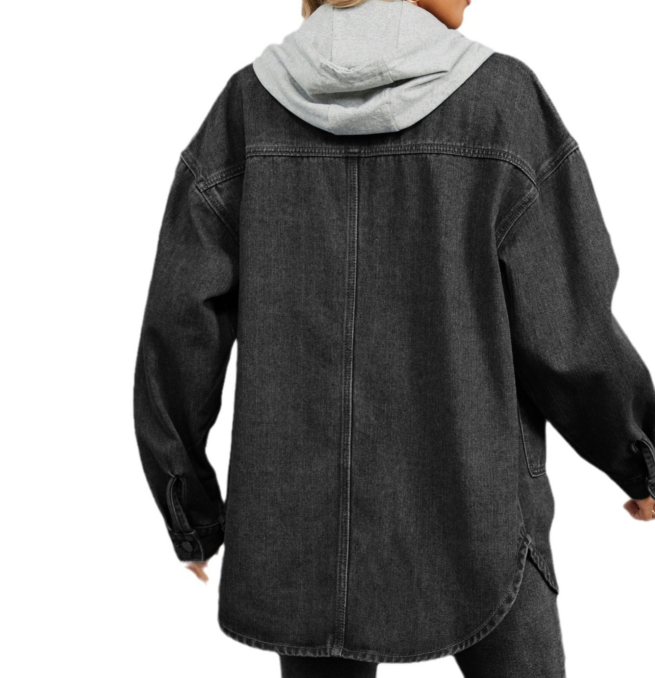Women’s New Washed Loose-Fit Denim Jacket Long-Sleeved Hooded Top