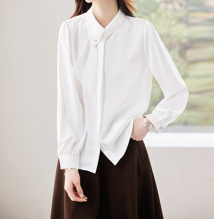 Women's Elegant Satin Shirt - Modern Professional Style for Spring & Autumn