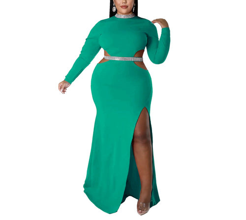 Chic Waist-Baring Slit Dress for Women – Elegant & Alluring Evening Wear