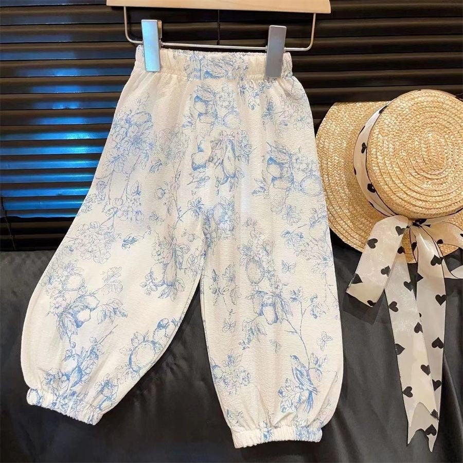 Girls’ Summer Casual Floral Lantern Pants - RAC26JP5428BATB