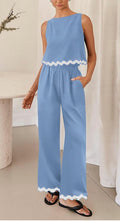 Women's Casual 2-Piece Sleeveless Vest Crop Top & Loose Fit Pants Lounge Set