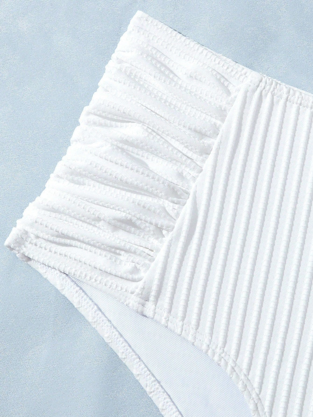New Solid Color Bow Flying Edge Pleated High-Waist Split Bikini Swimsuit